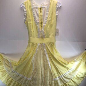 𝅺VINTAGE Yellow Women's Doll Ruffle Dress M